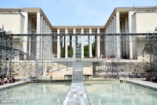 Model walks the runway during the Rick Owens Menswear Spring/Summer 2018 show as part of Paris Fashion Week on June 22, 2017 in Paris, France.