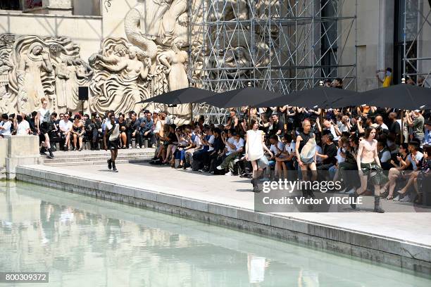 Model walks the runway during the Rick Owens Menswear Spring/Summer 2018 show as part of Paris Fashion Week on June 22, 2017 in Paris, France.