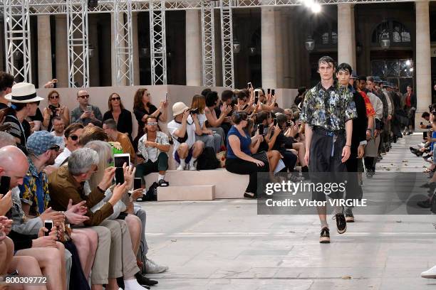 Model walks the runway during the Louis Vuitton Menswear Spring/Summer 2018 show as part of Paris Fashion Week on June 22, 2017 in Paris, France.