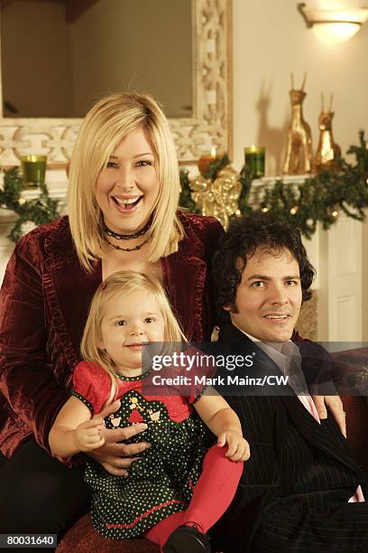 Carnie Wilson, daughter Lola and husband Rob Bonfiglio pose for a photo during a portrait shoot at their home on September 14, 2007 in Tarzana,...