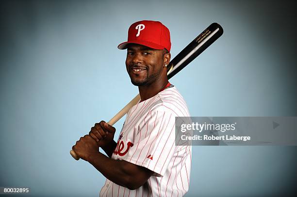 Jimmy Rollins of the Philadelphia Phillies poses for a portrait during the spring training photo day on February 21, 2008 at Bright House Field in...