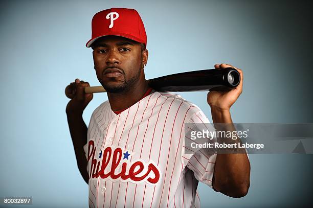 Jimmy Rollins of the Philadelphia Phillies poses for a portrait during the spring training photo day on February 21, 2008 at Bright House Field in...
