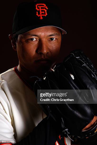 Keiichi Yabu of the San Francisco Giants poses for a photo during Spring Training Photo Day at Scottsdale Stadium in Scottsdale, Arizona.