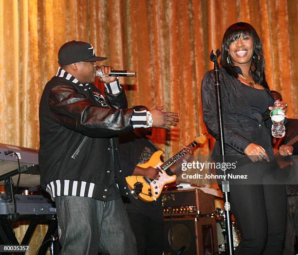 Jadakiss and Shareefa perform at R&B Live at Spotlight hosted by Ludacris on February 26, 2008 in New York.