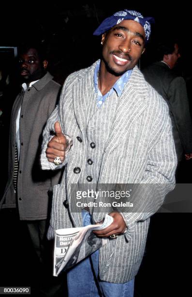American rapper Tupac Shakur at the premiere of "I Like It Like That" to benefit women in need, 13th November 1994.