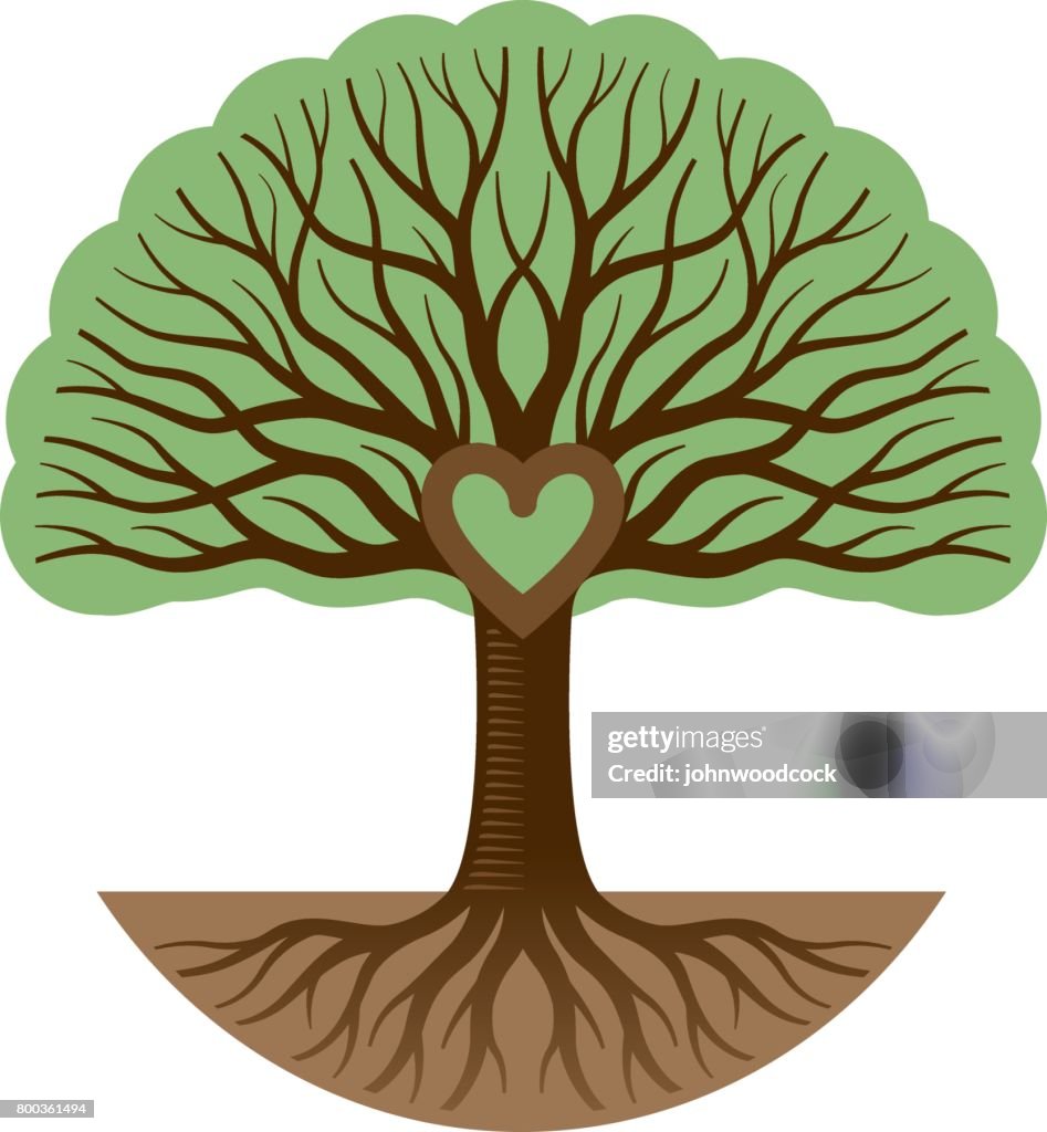 Runder Baum und Herz Grafik