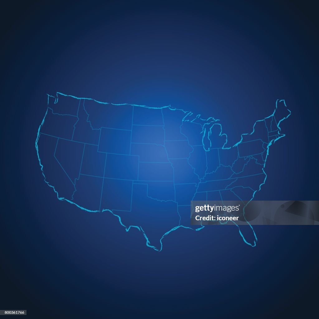 Usa Map Blue On Gradient Background High-Res Vector Graphic - Getty Images