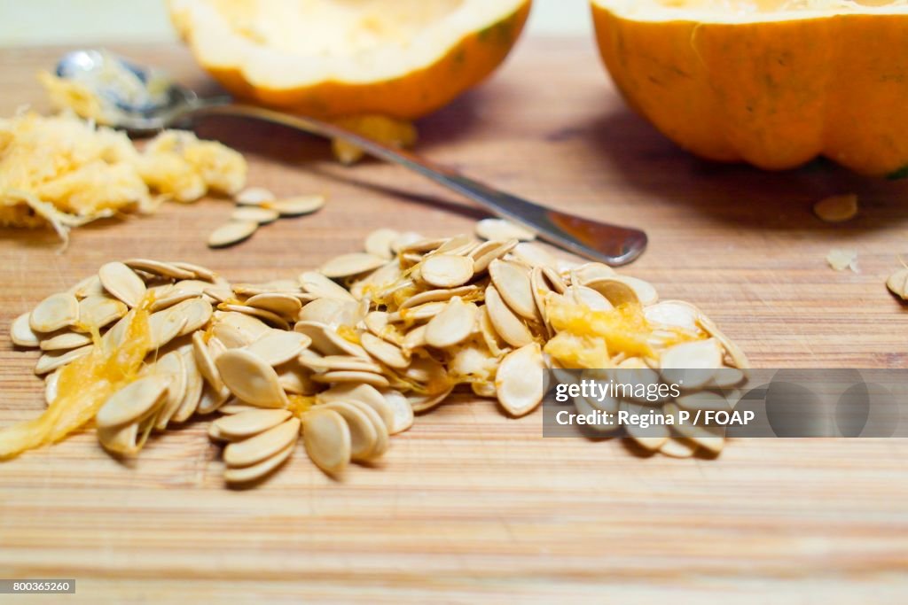 Acorn squash on table