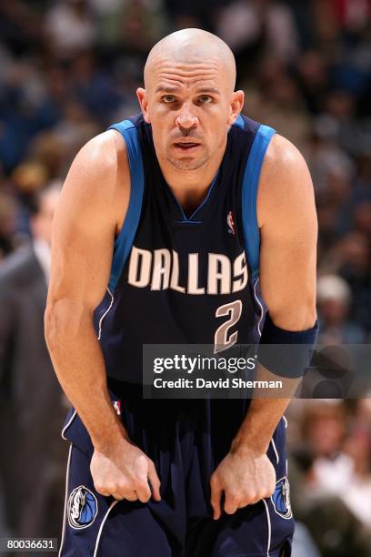 Jason Kidd of the Dallas Mavericks looks across the court during the game against the Minnesota Timberwolves on February 24, 2008 at the Target...