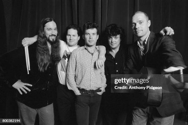 Portrait of The Tragically Hip backstage at The Fillmore in San Francisco, California, USA in April of 1999.