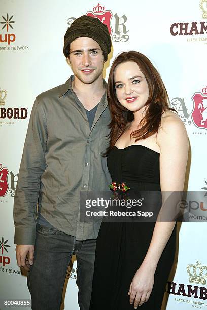 Matt Dallas and April Matson attend "Celebrate Like Royalty" presented by Chambord and Ankh Royalty at Boulevard 3 on February 27, 2008 in Hollywood,...