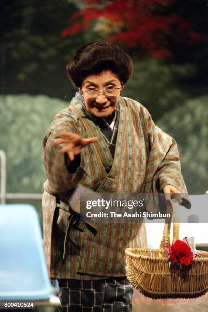 Actress Chocho Miyako performs at Nakaza theatre on October 5, 1995 in Osakka, Japan.