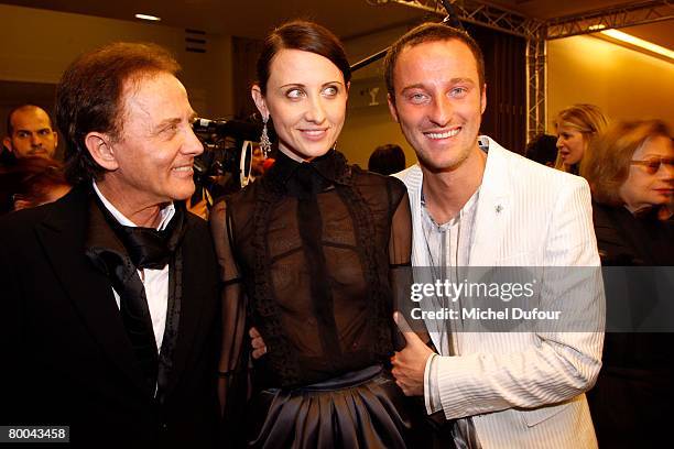 Roby Facchinetti, Allessandra Facchinetti and her brother attend the Valentino Fashion show, during Paris Fashion Week Fall-Winter 2008-2009 at...