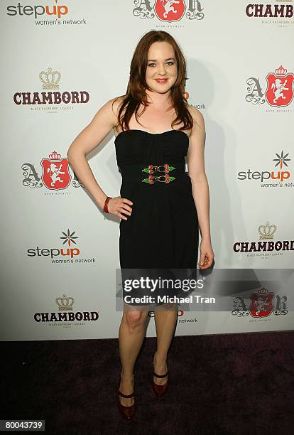 Actress April Matson arrives at the "Celebrate Like Royalty" party and ANKH fashion show held at Boulevard 3 on February 27, 2008 in Hollywood,...