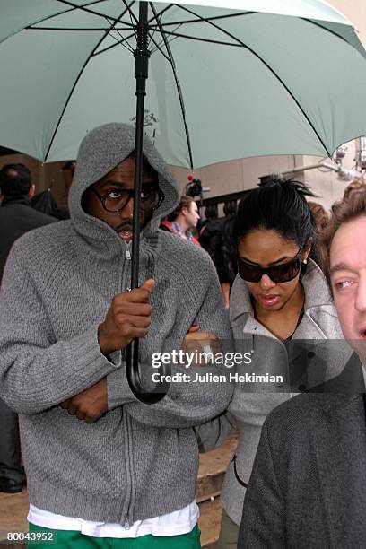 Kanye West and his wife arrive at the Valentino PFW Fall Winter show on February 28, 2008 in Paris, France.