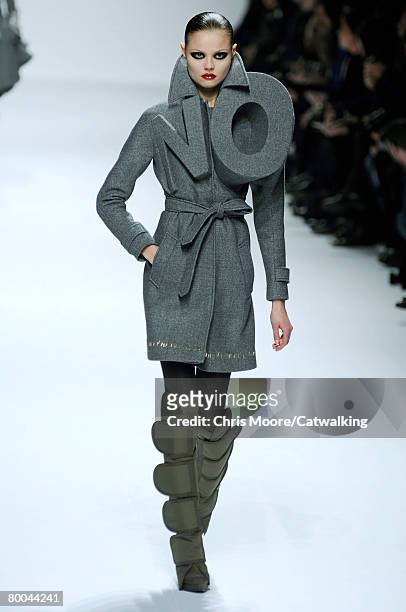 Model walks the runway wearing the Viktor & Rolf Fall/Winter 2008/2009 collection during Paris Fashion Week February 27, 2008 in Paris, France.