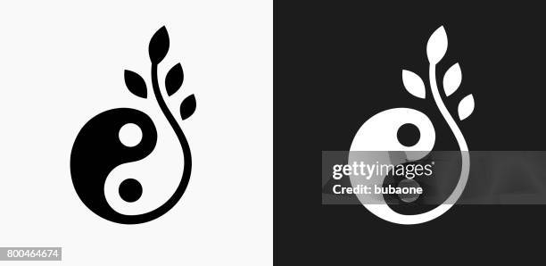 bildbanksillustrationer, clip art samt tecknat material och ikoner med yin och yang ikonen på svart och vit vektor bakgrunder - yin och yang