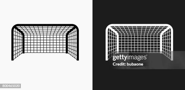 illustrations, cliparts, dessins animés et icônes de soccer net icône sur fond de vector noir et blanc - but