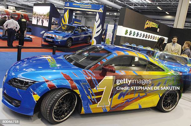 Picture taken on February 28 shows a car exhibited during the tenth edition of the "Paris Tuning and Racing Show" fair, that runs until next 03...