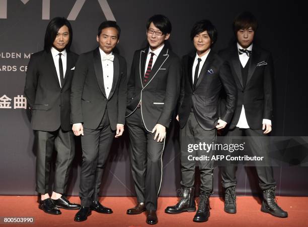 Taiwanese pop band Mayday arrives to attend the 28th Golden Melody Awards in Taipei on June 24, 2017. Some of Mandarin pop's biggest names have...