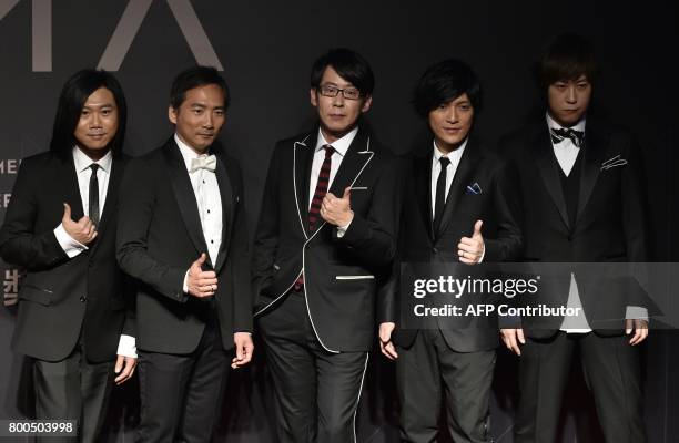 Taiwanese pop band Mayday arrives to attend the 28th Golden Melody Awards in Taipei on June 24, 2017. Some of Mandarin pop's biggest names have...