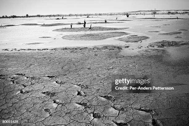 General view a dried out lake that provides a main water source for the Oure Cassoni refugee camp on July 26, 2007 about 23 kilometers outside Bahai,...