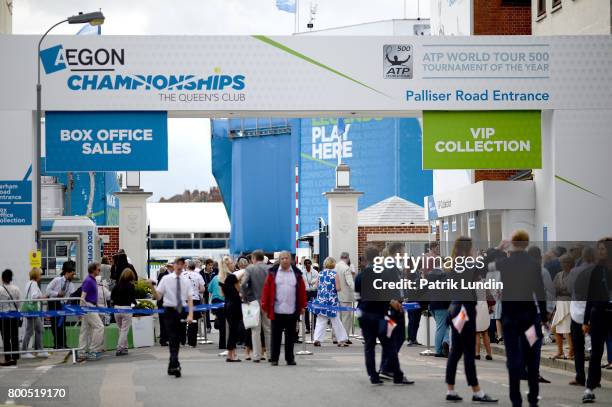 Fans arrive on day six at Queens Club on June 24, 2017 in London, England.