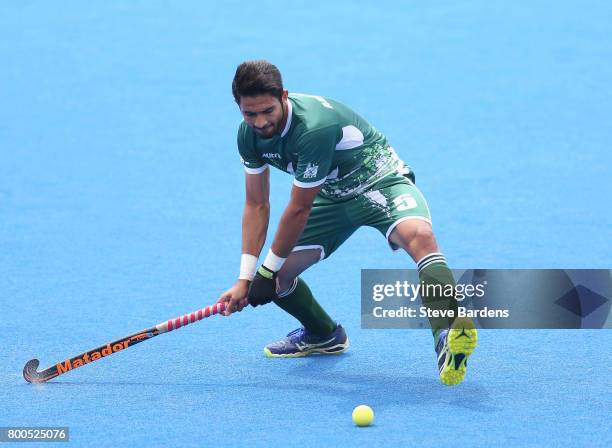 Abu Mahmood of Pakistan in action during the 5th-8th place match between Pakistan and India on day eight of the Hero Hockey World League Semi-Final...