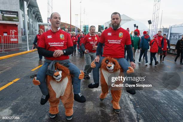 British & Irish Lions fans at the Queens Wharf Auckland Fanzone for the Rugby Test match between the New Zealand All Blacks and the British & Irish...