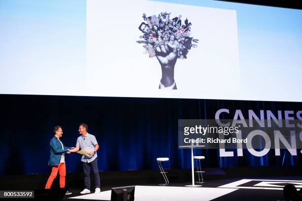 Award-Winning Photographer Platon and Global Chief Creative Officer of TBWA Chris Garbutt speak during the Cannes Lions Festival 2017 on June 24,...