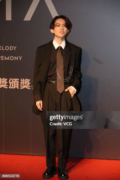 Singer Yoga Lin arrives at the red carpet of the 28th Golden Melody Awards Ceremony on June 24, 2017 in Taipei, Taiwan of China.