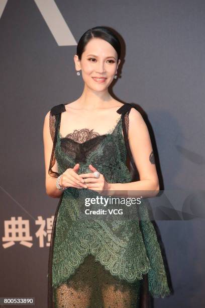 Singer Faith Yang arrives at the red carpet of the 28th Golden Melody Awards Ceremony on June 24, 2017 in Taipei, Taiwan of China.