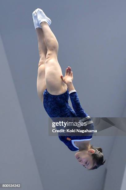 Yumi Takagi competes during the 32nd Trampoline Japan National Team Trial at Takasaki Arena on June 24, 2017 in Takasaki, Japan.