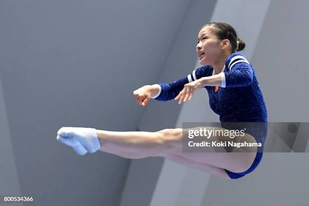 Yumi Takagi competes during the 32nd Trampoline Japan National Team Trial at Takasaki Arena on June 24, 2017 in Takasaki, Japan.