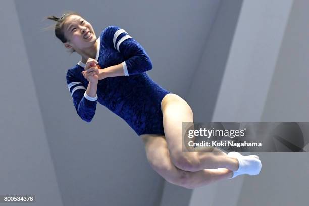 Yumi Takagi competes during the 32nd Trampoline Japan National Team Trial at Takasaki Arena on June 24, 2017 in Takasaki, Japan.