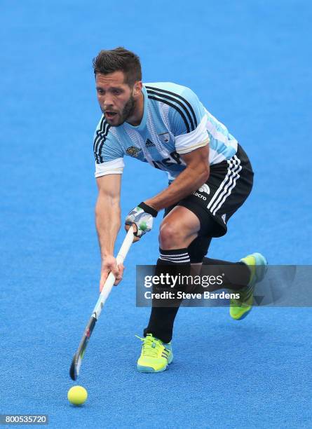 Agustin Mazzilli of Argentina in action during the semi-final match between Argentina and Malaysia on day eight of the Hero Hockey World League...