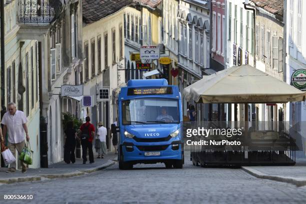 Tram in Radiceva street in Zagreb, Croatia on 24 June 2017.