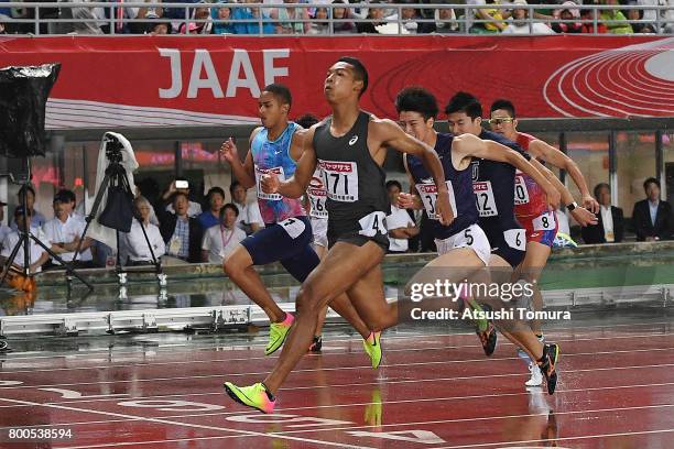 Abdul Hakim Sani Brown of Japan competes in the Men 100m final during the 101st Japan National Championships at Yanmar Stadium Nagai on June 24, 2017...