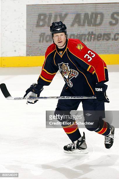 Wade Belak of the Florida Panthers skates on ice against the Toronto Maple Leafs at the Bank Atlantic Center on February 27, 2008 in Sunrise, Florida.