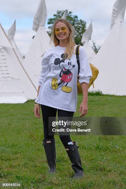 Margot Robbie attends day two of Glastonbury on June 24, 2017 in Glastonbury, England.