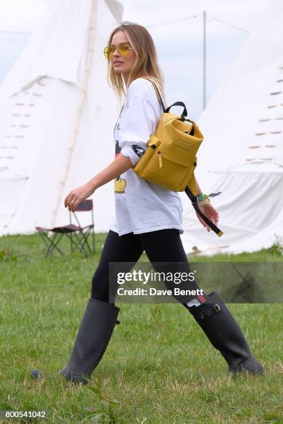 Margot Robbie attends day two of Glastonbury on June 24, 2017 in Glastonbury, England.