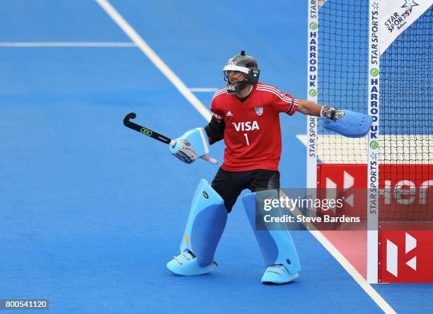 Juan Vivaldi of Argentina in action during the semi-final match between Argentina and Malaysia on day eight of the Hero Hockey World League...