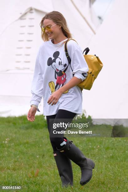 Margot Robbie attends day two of Glastonbury on June 24, 2017 in Glastonbury, England.