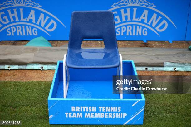 Wet line judges chair during Qualifying on Day 2 of The Aegon International Eastbourne on June 22, 2017 in Eastbourne, England.