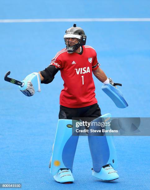 Juan Vivaldi of Argentina in action during the semi-final match between Argentina and Malaysia on day eight of the Hero Hockey World League...