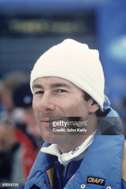 Olympic medalist Ingemar Stenmark relaxes after a World Cup race on Vail Mountain in 1984.