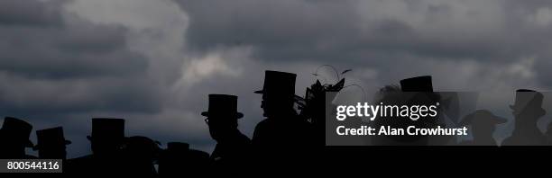 Silhouette of top hats on day 5 of Royal Ascot at Ascot Racecourse on June 24, 2017 in Ascot, England.