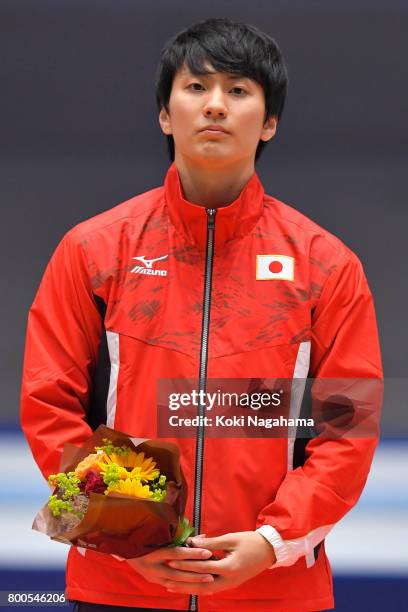 Munetomo Ginga looks on during the ceremony of the 32nd Trampoline Japan National Team Trial at Takasaki Arena on June 24, 2017 in Takasaki, Japan.