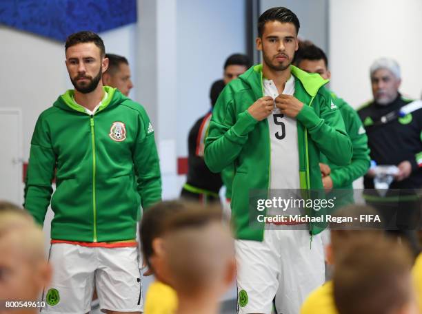 Diego Reyes of Mexico prepares in the tunnel prior to the FIFA Confederations Cup Russia 2017 Group A match between Mexico and Russia at Kazan Arena...