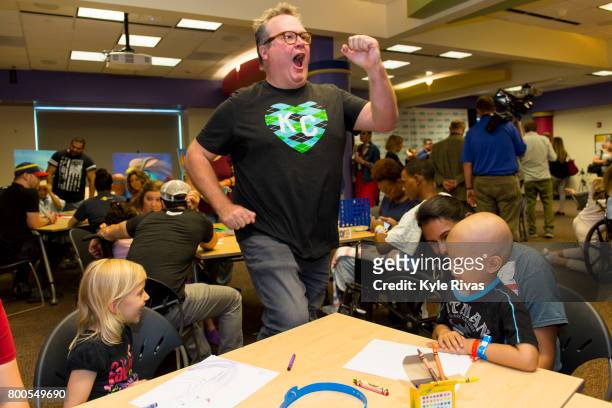 Eric Stonestreet meets with patients at Children's Mercy Hospital during the Big Slick Celebrity Weekend benefiting Children's Mercy Hospital of...